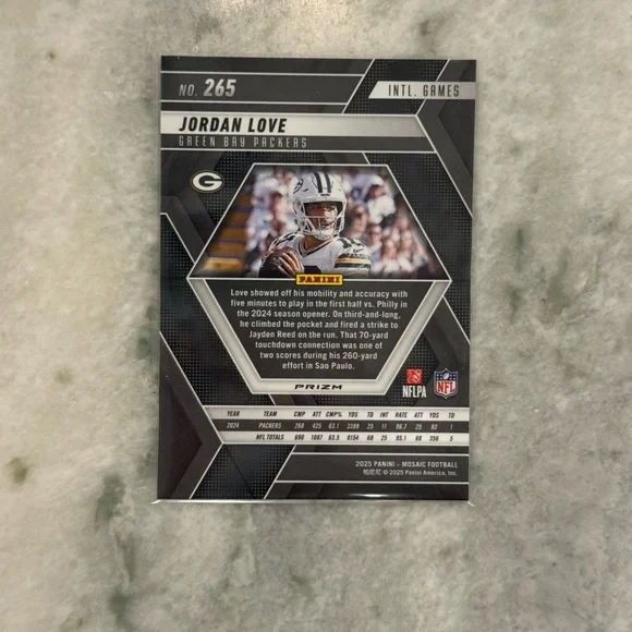 🔥 2025 Jordan Love Panini Mosaic Silver Reactive Prizm Brazil Game. Green Bay - Picture 3 of 3